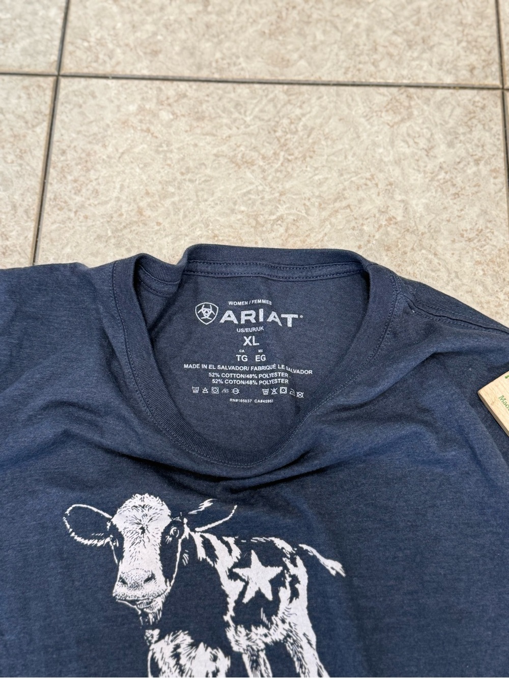 Ariat Navy Short Sleeve Tee with Calf Graphic - Picture 5 of 7
